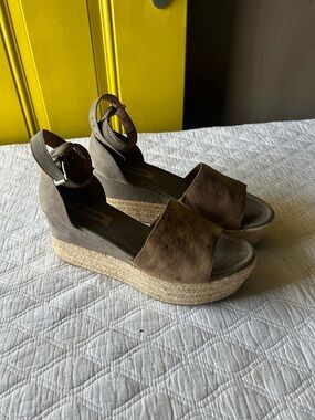 Steve Madden Brown Suede Espadrille Platform Wedges